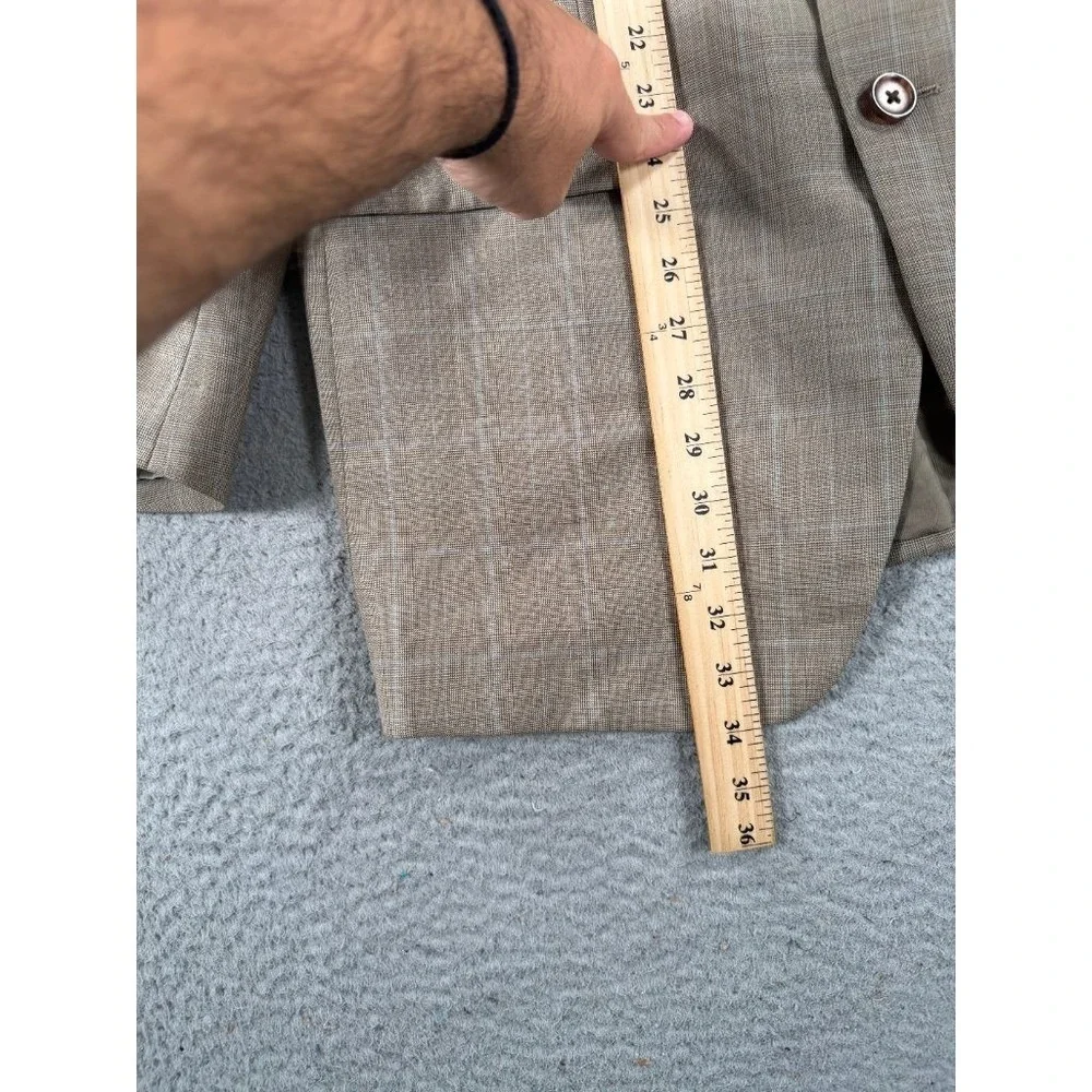 Lauren Ralph Lauren Blazer Mens 42L Tan Glen Plaid Wool 2 Button Sport Coat